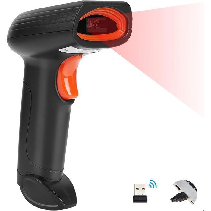 Scanner Codes-Barres Laser Équip Sans Fil 1D Longue Portée - Support Inclus - Idéal Pour Magasins, Entrepôts - 5