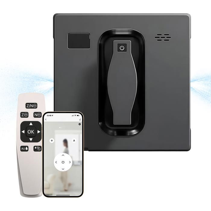 Robot Nettoyeur de Vitres Vaporisateur dEau Mémoire Intelligente App et télécommande Capteur Laser Maison Mur Verre Livres