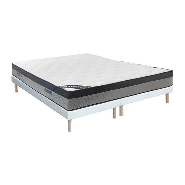 Ensemble 180 x 200 cm sommier tapissier + matelas hybride ressorts ensachés 7 zones et mémoire de forme ép.30cm - ILYROS de YSMÉE