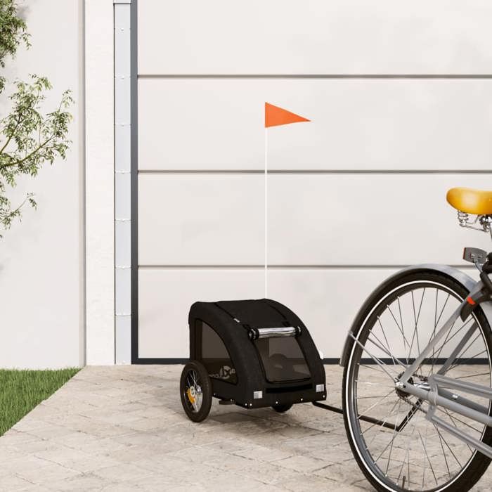 Remorque de vélo pour animaux - vidaXL - Noir - Tissu Oxford - Cadre en fer - Housse en PVC - 124x53x53 cm