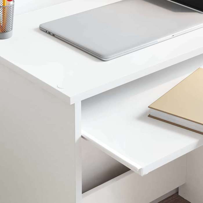 Bureau avec tiroir en bois dingénierie - WIENS - Blanc - 1205 x 44 x 885 cm - Avec tiroir - 2 étagères
