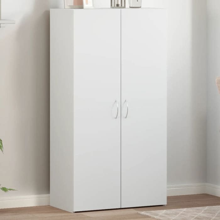 Automne/hiver Blanc Armoire de classement Armoire de bureau - Armoire de Garage Classeur blanc 60x32x115cm - bois dingénierie - H
