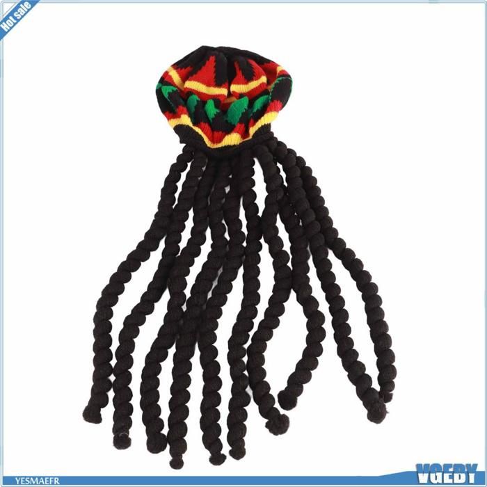 Chapeau de perruque Dreadlocks béret en tricot doux et respirant pour fête costumée dHalloween