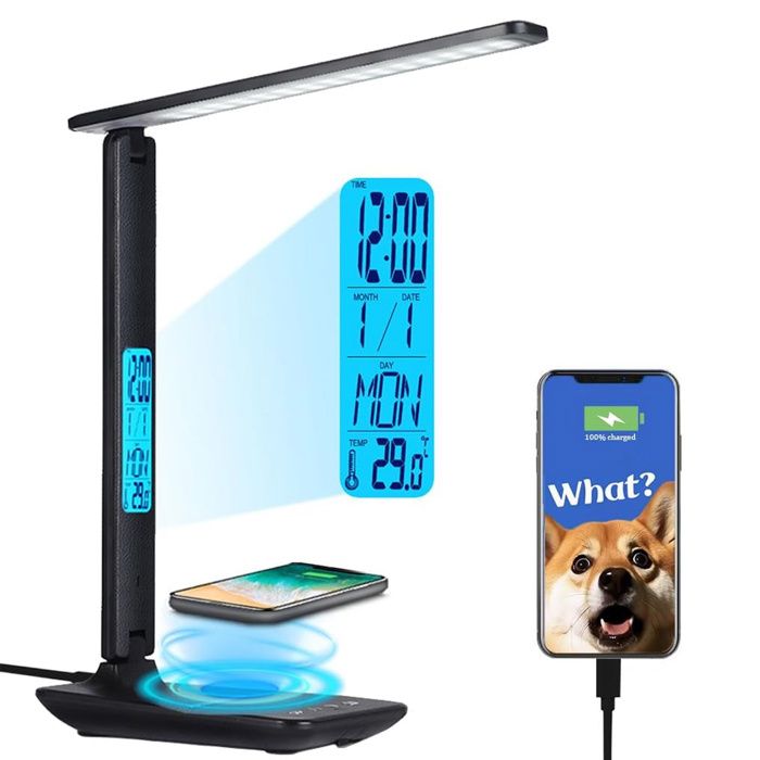 Lampe de bureau pliable avec calendrier perpétuel lampe de lecture pour dortoir lampe de chevet à chargement sans fil .