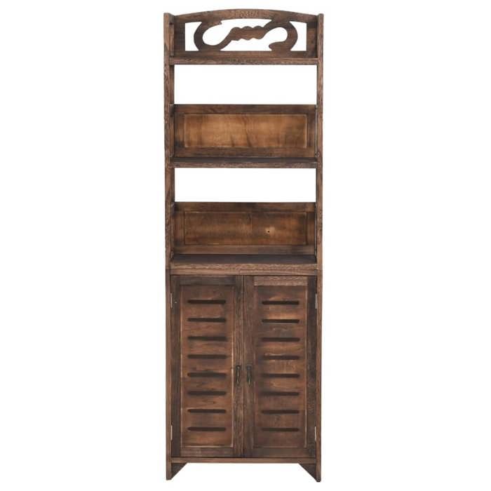 (8749)Moderne Vitrine Marron foncé 46x24x140 cm Bois massif de Paulownia poid:6.5 kg