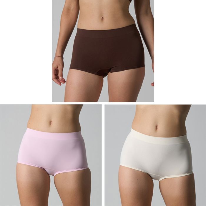 Lot de 3 Boxer Femme Sport Sans Couture Taille Haute Sans Trace Doux Multicolore