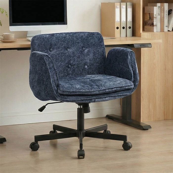 Chaise de Bureau Ergonomique pour Sasseoir en Tailleur - Siège Pivotant Ajustable - Fauteuil Chenille Multi-Position - Bleu