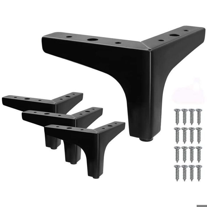 Set de 4 Pieds de Lit en Métal en Forme de Triangle - Noir Hauteur de 10cm