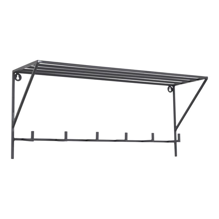 LOFT42 Patère Crochet Avec Etagère Chapeau - Métal - Noir Mat - 30x70x20