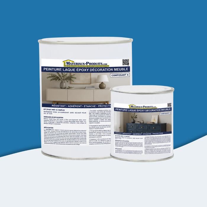 Peinture laque époxy meubles cuisine salle de bain rénovation décoration Kit de 1 Kg Bleu France RAL 5012