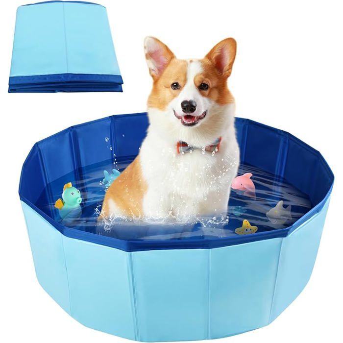 Piscine en PVC pliable bleue 60×20 cm baignoire adaptée aux chats et petits chiens