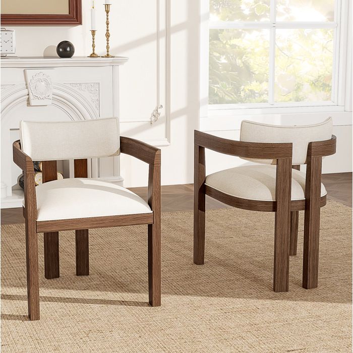 4 Chaises Repas Bois Massif Noyer Siege Accoudoirs Moderne FloraGrace Pour Salle A Manger Montage Simple 57 5x60 5x78 5cm
