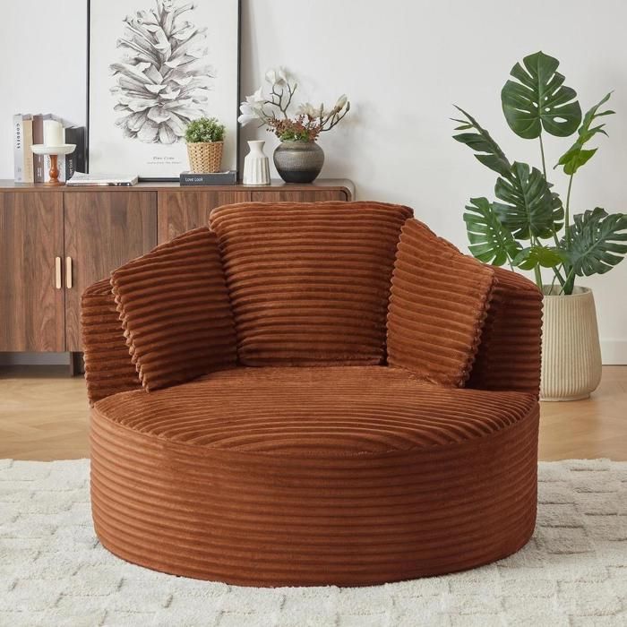 Fauteuil - KOMHTOM - Fauteuil nuage moderne - Velours côtelé - Assise profonde - Mousse haute densité Fauteuil - KOMHTOM - Fauteuil nuage moderne - Velours côtelé - Assise profonde - Mousse haute densité
