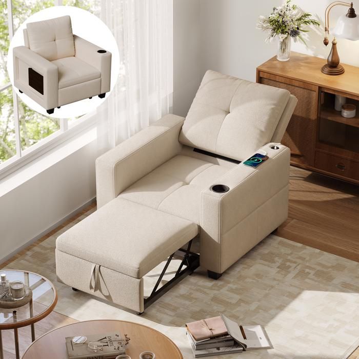 Fauteuil lit convertible 1 place Fauteuil clic clac avec rangement