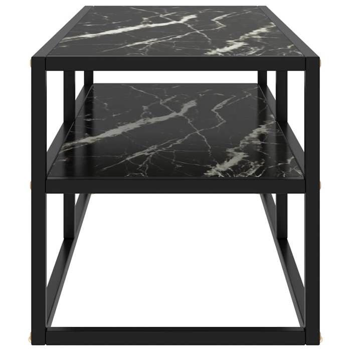 NEW Noir Meuble télé - vidaXL - Meuble TV noir avec verre marbre noir 100x40x40 cm - design moderne(1parcel)3916138