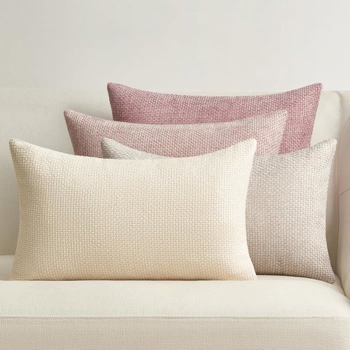 Housse coussin chenille lot 4 30 x 50 cm fermeture éclair rose élégant dégradé touche décorative intérieur soigné