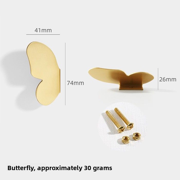 Poignée papillon feuille laiton--6648 avec vis sans perçage----paire tiroir porte meuble armoire Yaolong