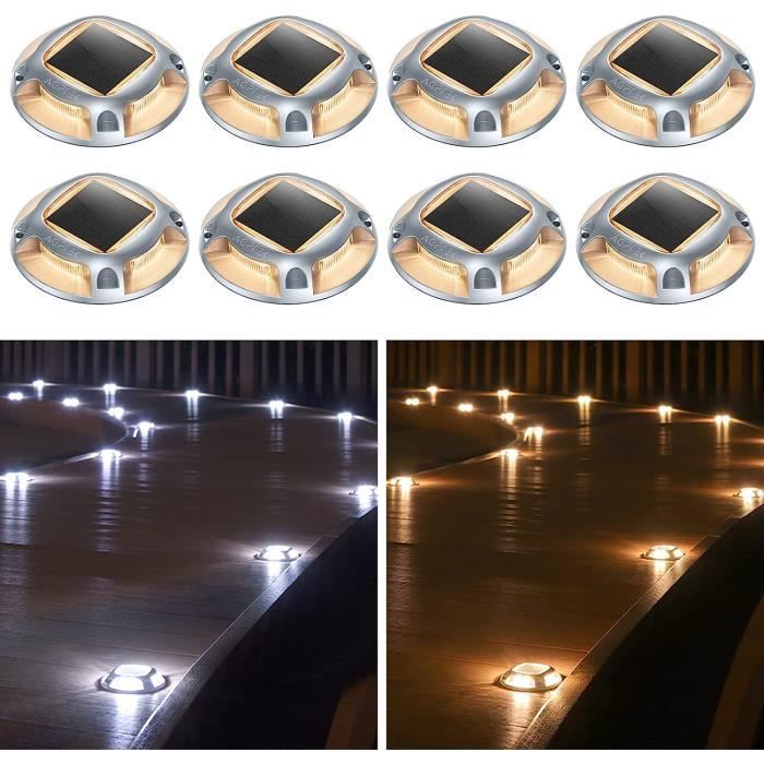 AGPTEK 8pcs Lampe Solaire Extérieure Lampes Solaires étanches IP68 2 Modes déclairage pour Jardin Allée Escaliers Couloirs