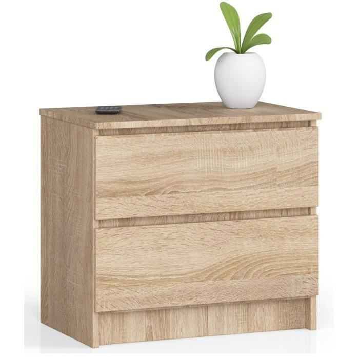 Table de chevet AKORD K60 Chêne Sonoma 60 cm 2 tiroirs façade Chêne Sonoma 60x40x55 cm Table de chevet AKORD K60 Chêne Sonoma 60 cm 2 tiroirs façade Chêne Sonoma 60x40x55 cm