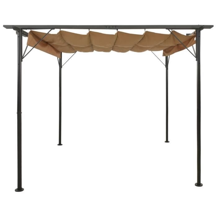 Pergola avec toit rétractable Taupe 3x3 m Acier 180 g/m² - AKOZON - AKO7394667286567