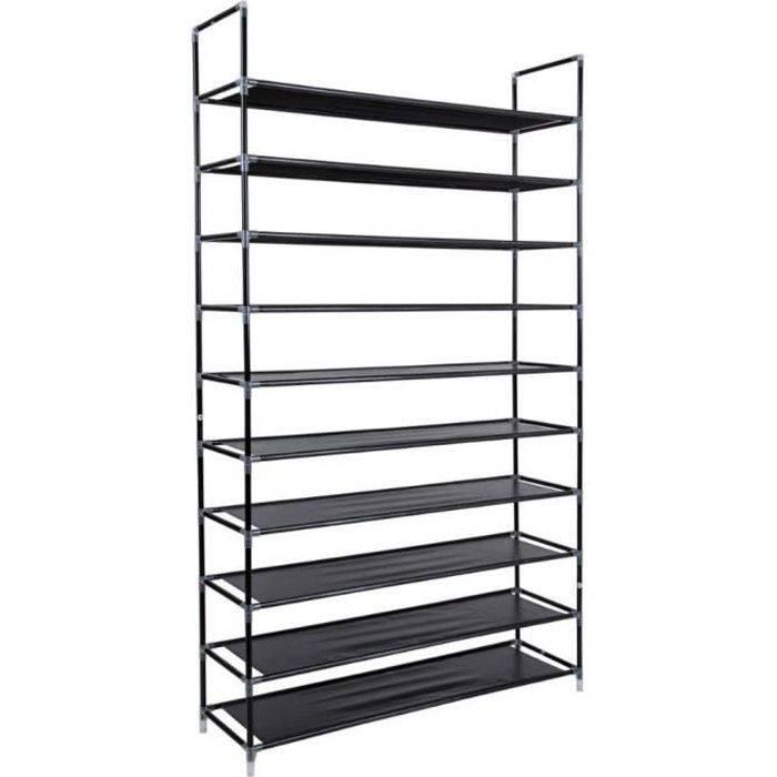 Meuble à chaussures à étagères-10 étagères-100*29*175cm-Noir Meuble à chaussures à étagères-10 étagères-100*29*175cm-Noir