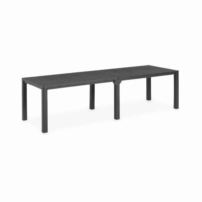 table de jardin rectangulaire modulable en résine de synthèse - julie - graphite - sweeek