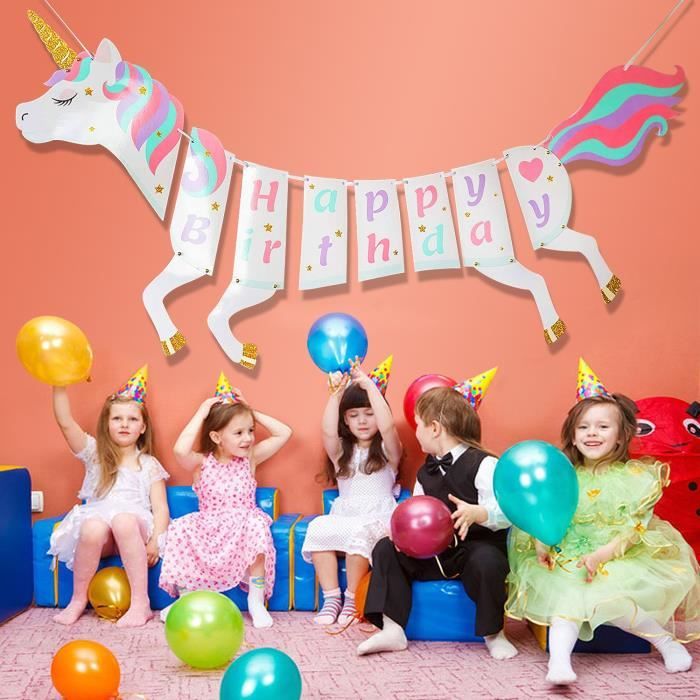 Cartoon Licorne Banniere Joyeux Anniversaire Parti Bannieres Fournitures Decorations Avec La Conception Pastel Unicor 3ap6ky Cdiscount Maison
