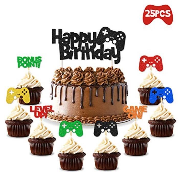 Support A Decorer Cedi4 Jeux Video Fete Gateau Et Cupcake Toppers Gamer Party Supplies Jeu Video Sur Le Theme Decorations D Annivers Cdiscount Maison
