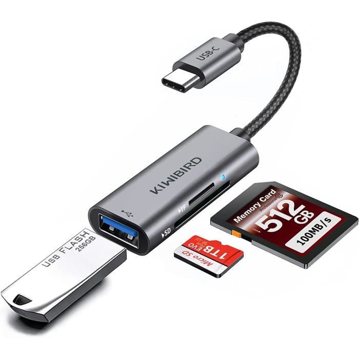 3 en 1 USB C Lecteur de Carte SD, Adaptateur USB C vers SD/Micro