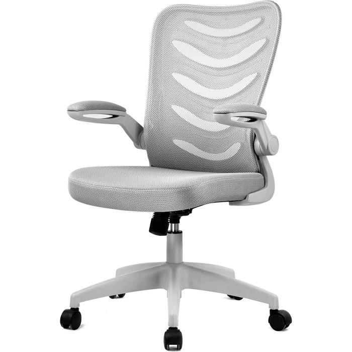 TecTake Chaise Bureau Ergonomique Pivotante 360° Avec Accoudoirs & Coussin Lombaire - Noir