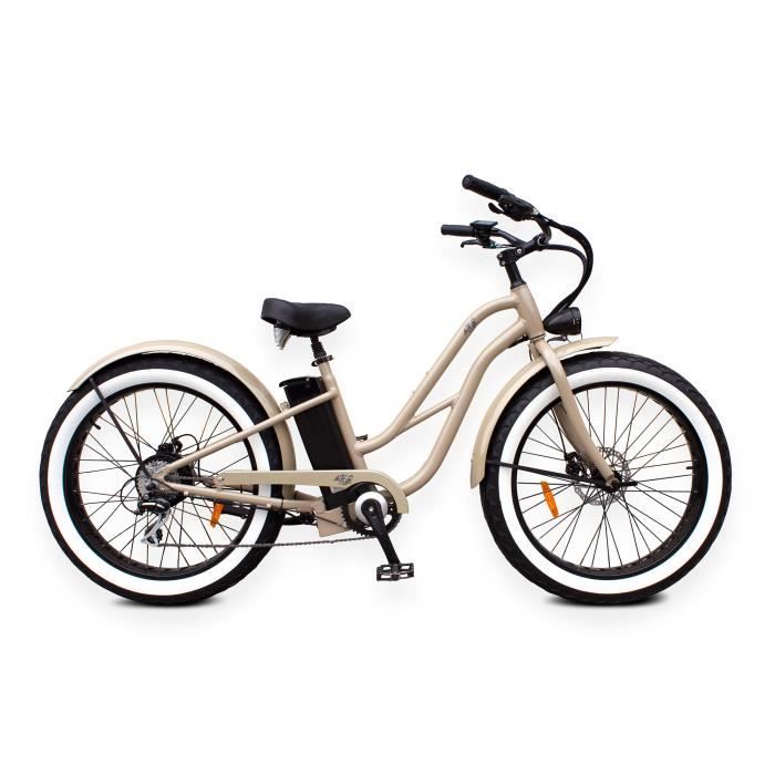 Vélo électrique Atalaya - Crème 370Wh (36V-10Ah) - Cruiser Fatbike - Roue arrière - Autonomie 60km
