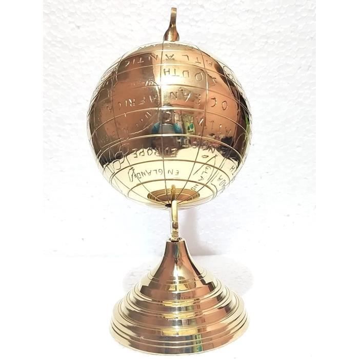 Globe De Table Vintage Avec Base En Bois Et Atlas - Pour Pièces Ou Réparation