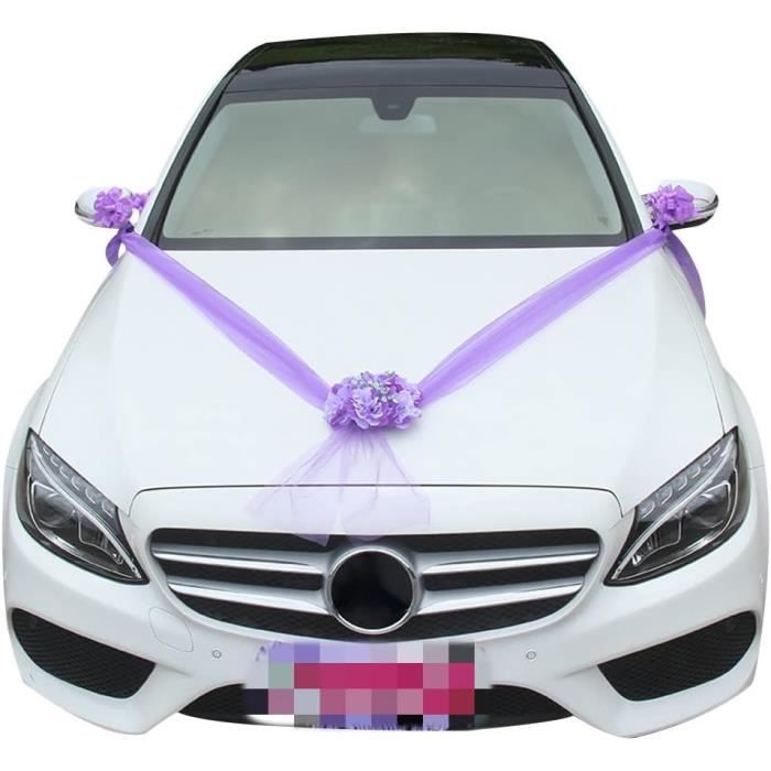 RAILONCH Grand Nœud De Voiture Mariage - Ruban Décoration Fleur Auto Réutilisable Rose Violet Rouge