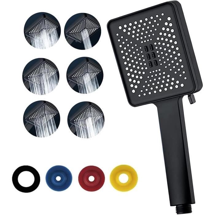 Pommeau de douche haute pression carré économique en eau Argent 6