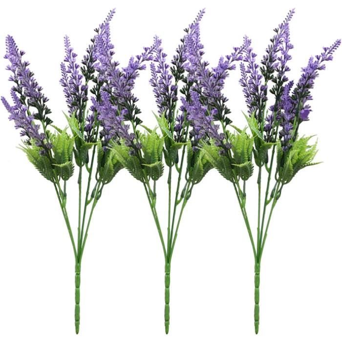 Lot De 8 Fleurs Artificielles D'Automne - 36 Cm - Lavande, Feuilles Pointues - Décoration Salon, Bureau, Mariage