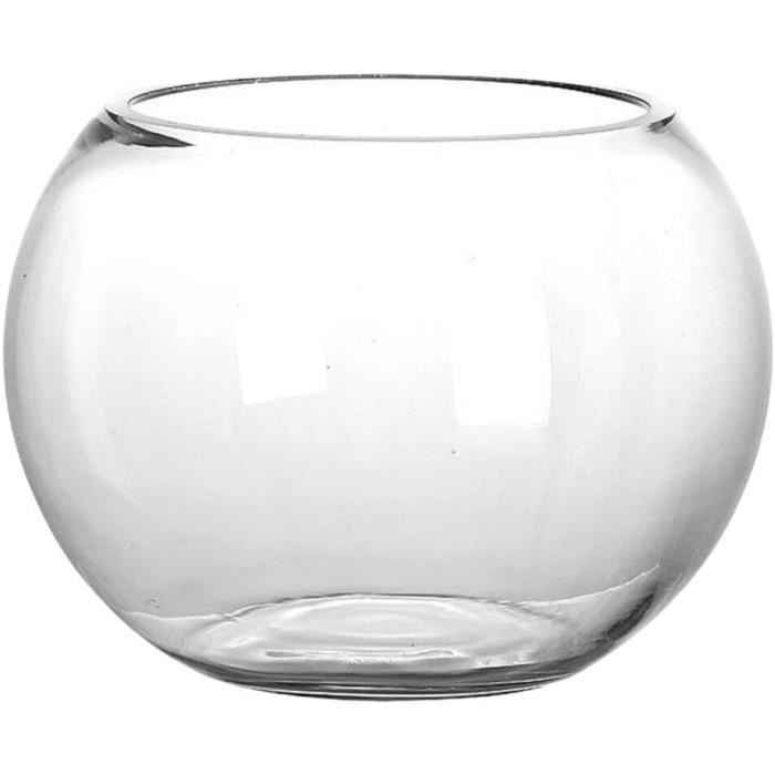 Petit Aquarium Vase En Verre Avec Base Bois - Bocal Poisson Hydroponique Transparent