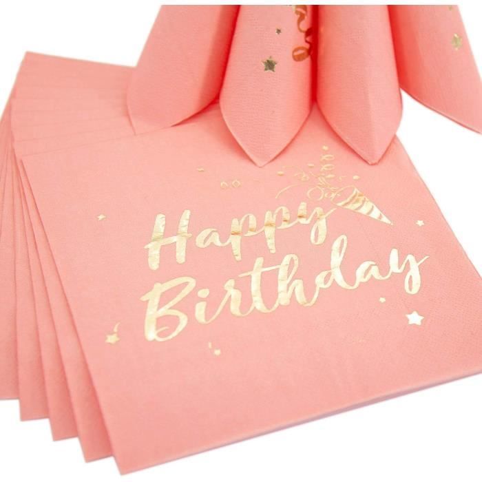 60 Serviettes De Table Happy Birthday Rouges Et Blanches - Décoration Anniversaire Et Baby Shower