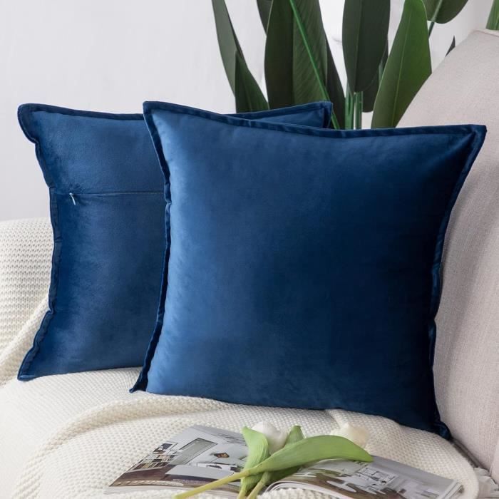 Couvre-lit décoratif en velours matelassé bleu marine