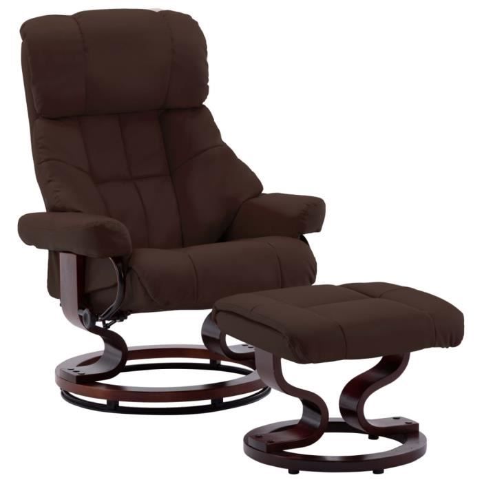 Fauteuil Relax Simili Cuir Marron - Inclinable Avec Repose-pieds, NEUF