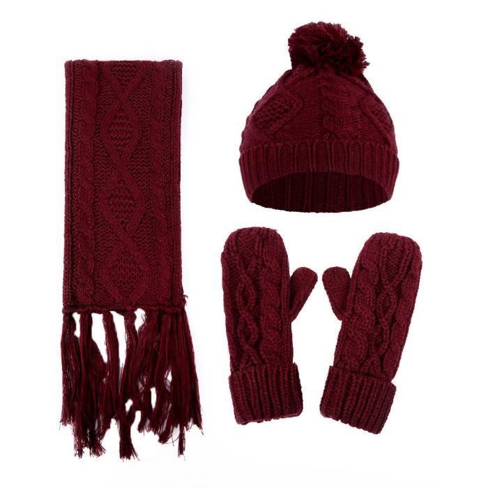 Bonnet + Écharpe Intégrée Novawo – Laine Épaisse Tricotée, Doublure Chaud Unisexe Hiver
