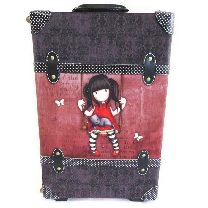 Gorjuss Santoro [M5256] Valise trolley rétro "Gorjuss Santoro" violet