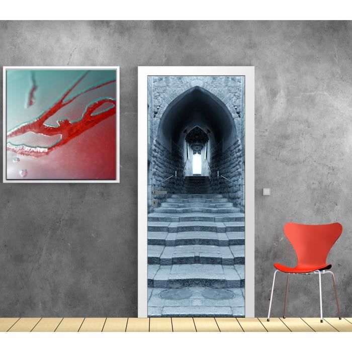 Papier peint pour porte trompe l'oeil déco Rue lumière réf 619 Papier peint pour porte trompe l'oeil déco Rue lumière réf 619