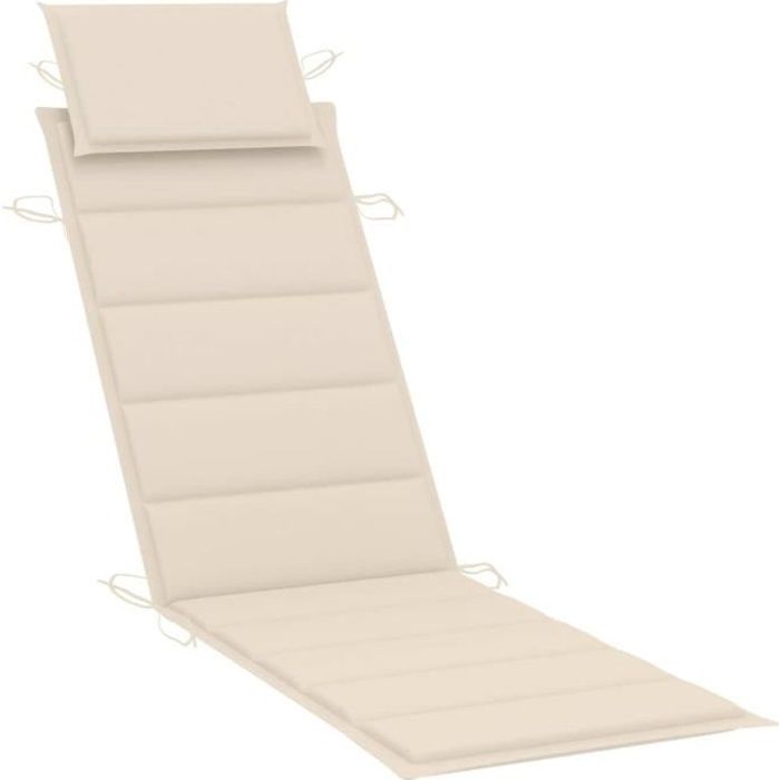 Outsunny Coussin De Chaise Longue 188x53x8 Cm Crème - Matelas Transat Extérieur Avec Fermetures Éclair