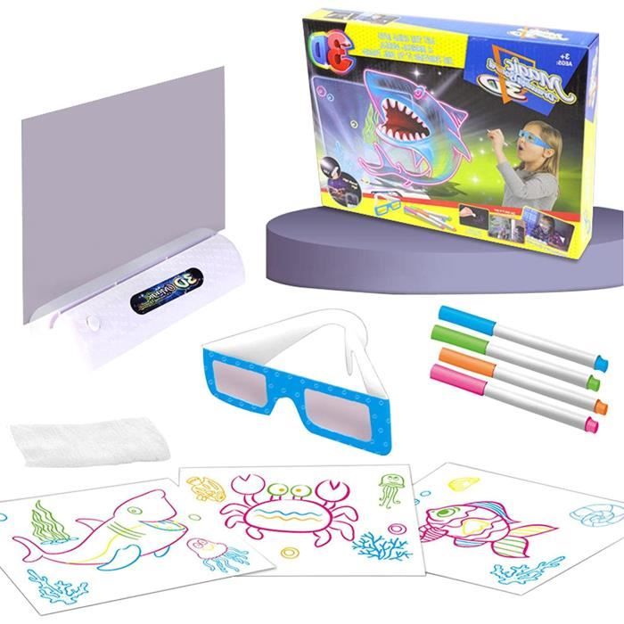 Planche à dessin 3D pour enfant Tableau magique Marqueurs fluorescents Avec  lunettes 3D Cadeau pour enfantsgarçons et filles [309] - Cdiscount  Beaux-Arts et Loisirs créatifs