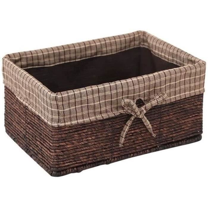 Panier De Rangement Tissé à La Main Rectangulaire Pliable - Fil De Glace Noir, Organisateur Artisanale