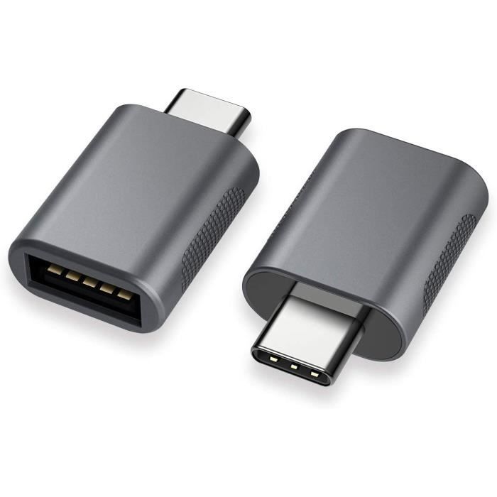 Adaptateur USB C vers USB (Paquet de 2), Adaptateur USB-C vers USB 3.0,  Adaptateur USB Type-C vers USB, Adaptateur Thunderbolt [2]