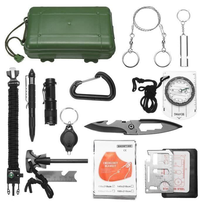 Kit De Survie 32-en-1 – Multifonction Pour Camping, Randonnée, Urgence – Noir