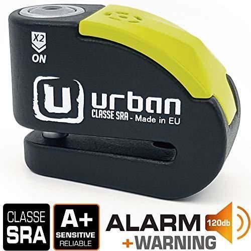 Urban Security UR10 Antivol Moto Homologué SRA Bloque Disque Alarme 120 DB Warning Double Verrouillage ø10 mm
