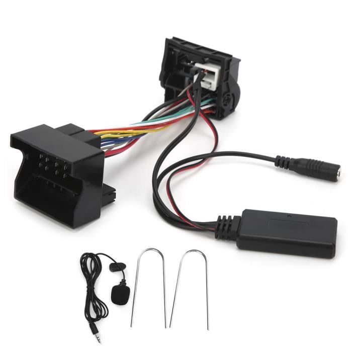 ARAMOX module Bluetooth de voiture Adaptateur Audio stéréo de câble AUX-IN Bluetooth 12Pin avec Microphone pour Peugeot