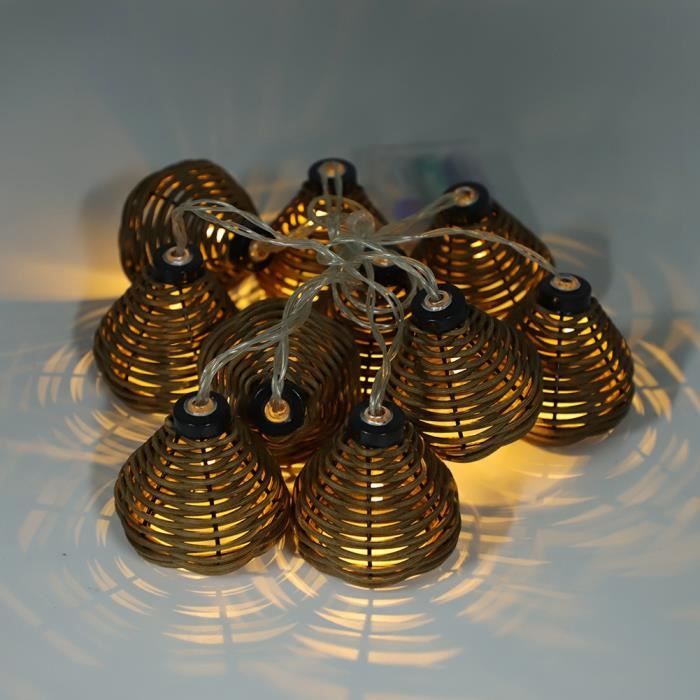 qiilu guirlandes lumineuses en rotin 10 pièces lampes en rotin guirlande lumineuse led boules en rotin guirlandes lumineuses de